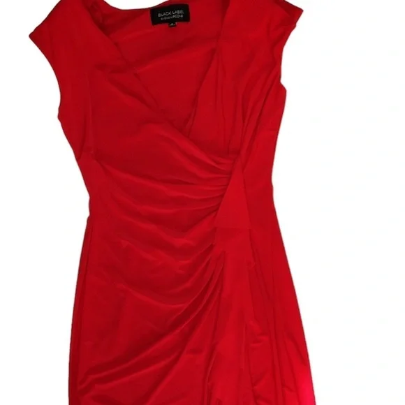 Black Label Evan Picone Red Fitted Dress 6 - Picture 2 of 7